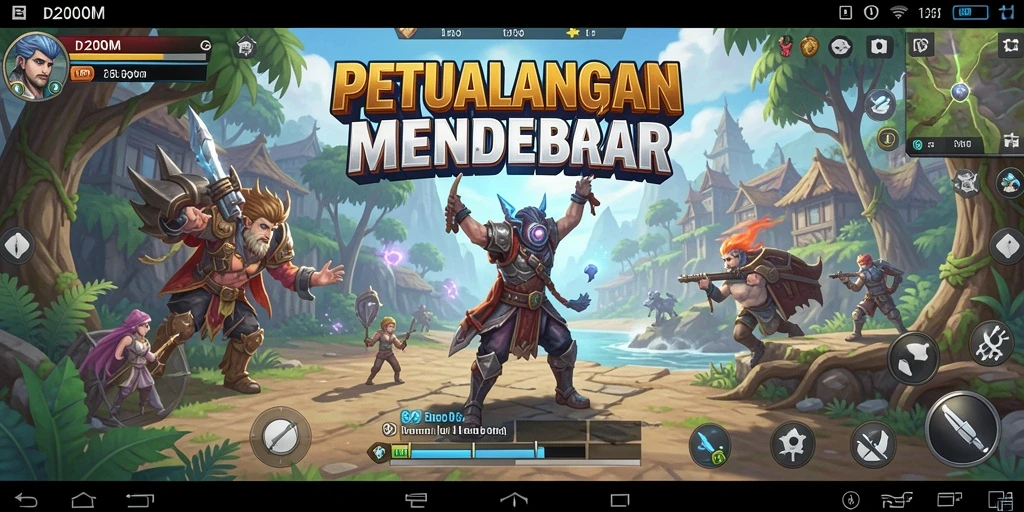 Screenshot gameplay D200M menampilkan dunia terbuka yang luas dan interaktif.