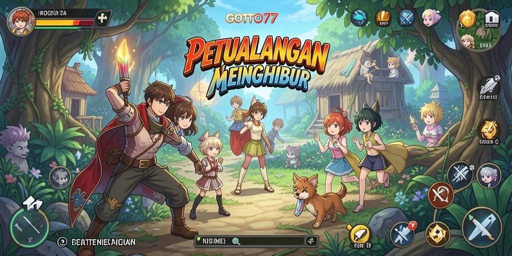 Screenshot GOTO77 menampilkan karakter Anime dalam pertempuran seru.