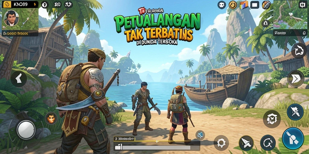 Screenshot menampilkan gameplay seru di dunia terbuka KNO89.
